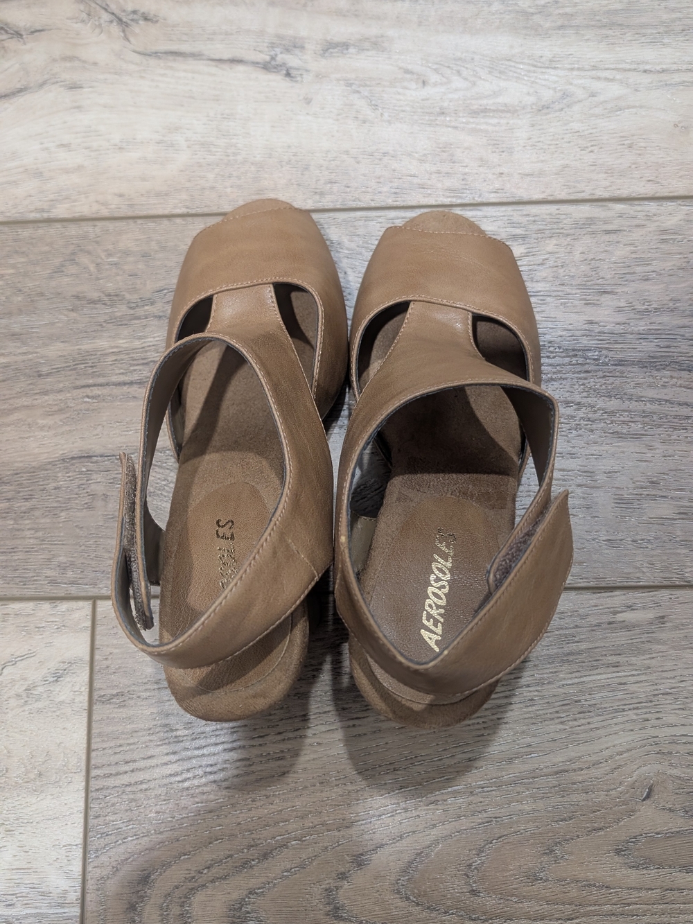 Naturalizer Taupe Cutout Peep-Toe Heel Sandals - Picture 2 of 9